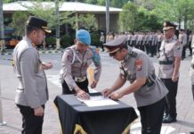 Kapolres Nganjuk Pimpin Sertijab Kapolsek dan Kasiwas